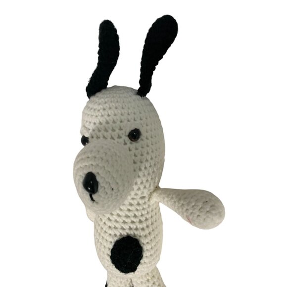 Handmade Knit Crocheted Plush Beagle Dog White Black Stuffed Animal 12 in Tall - Picture 4 of 4